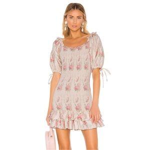 LoveShackFancy Smocked Silk Dress